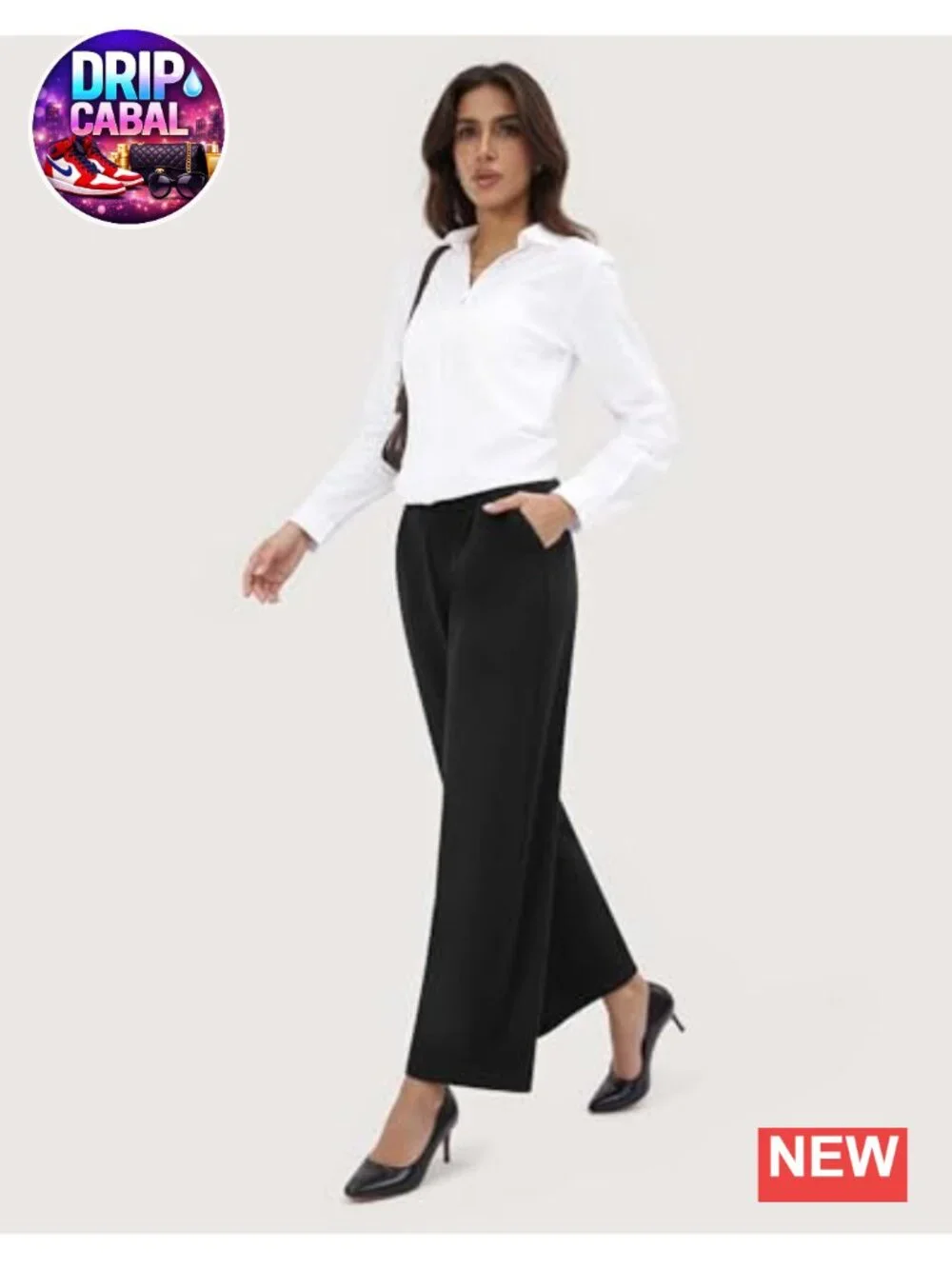 Wide Leg Dress Pants High Waisted Business Casual Work Slacks Pleated Front